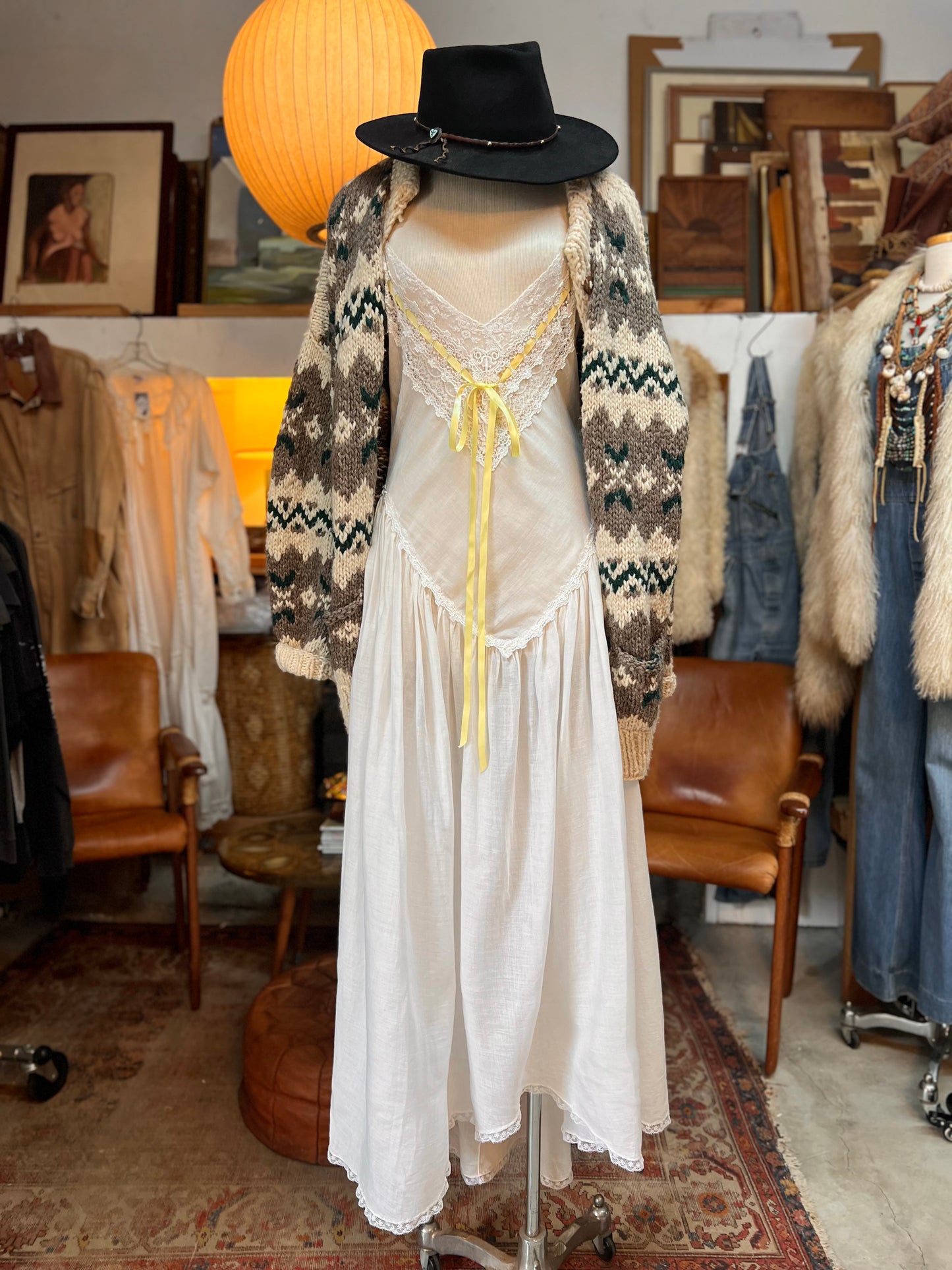 Vintage 70’s Hand Knit in Ecuador Bohemian Wool Cardigan XL
