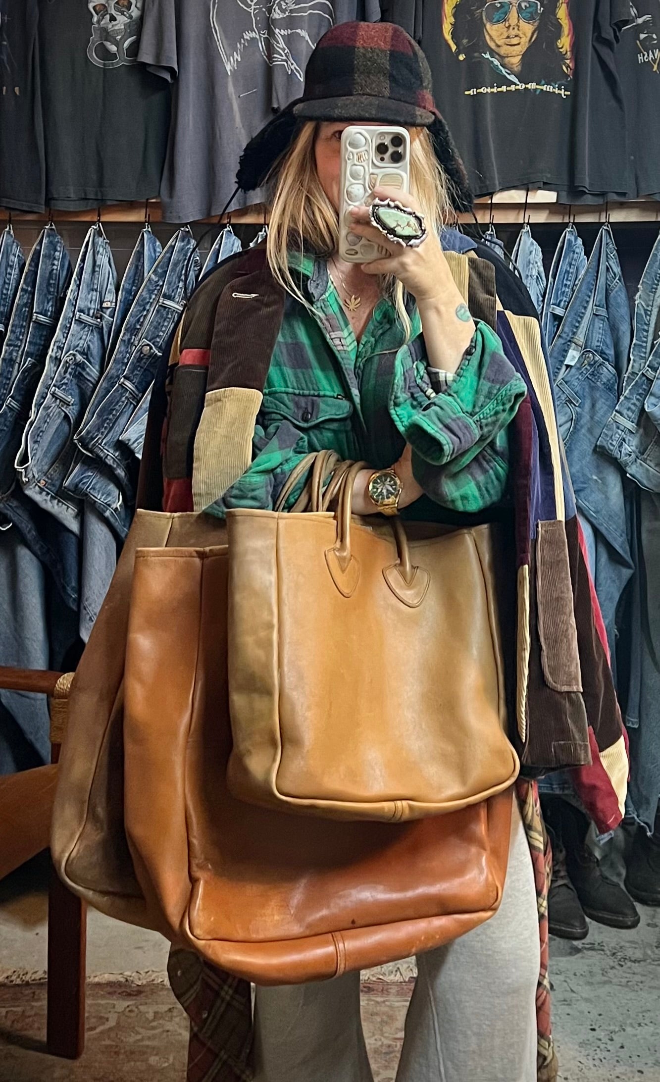 RARE Vintage LL Bean 1980’s Distressed Leather Tote XL