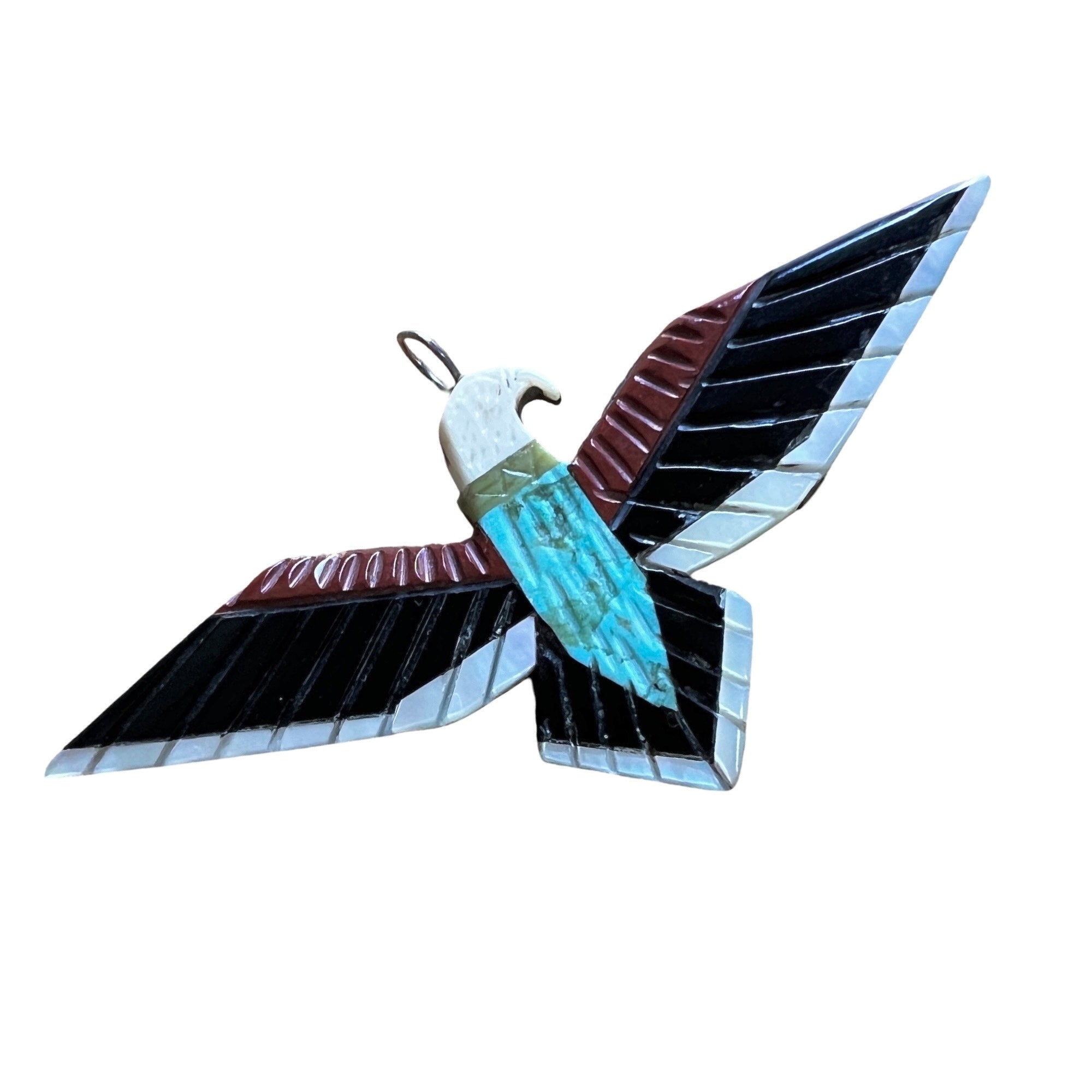 RARE Vintage Zuni Native American Inlay Thunderbird Pendant