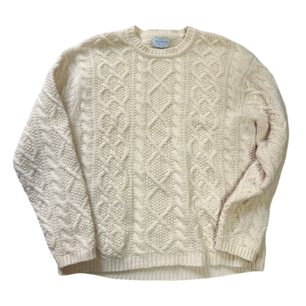 Vintage Oversized Fisherman Cable Knit Sweater Wool Blend XL