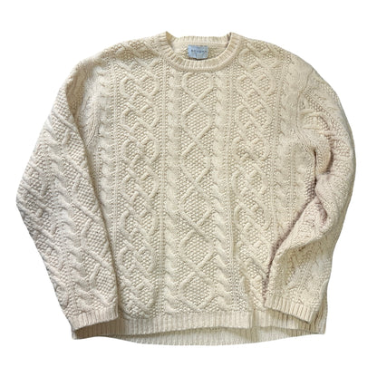 Vintage Oversized Fisherman Cable Knit Sweater Wool Blend XL