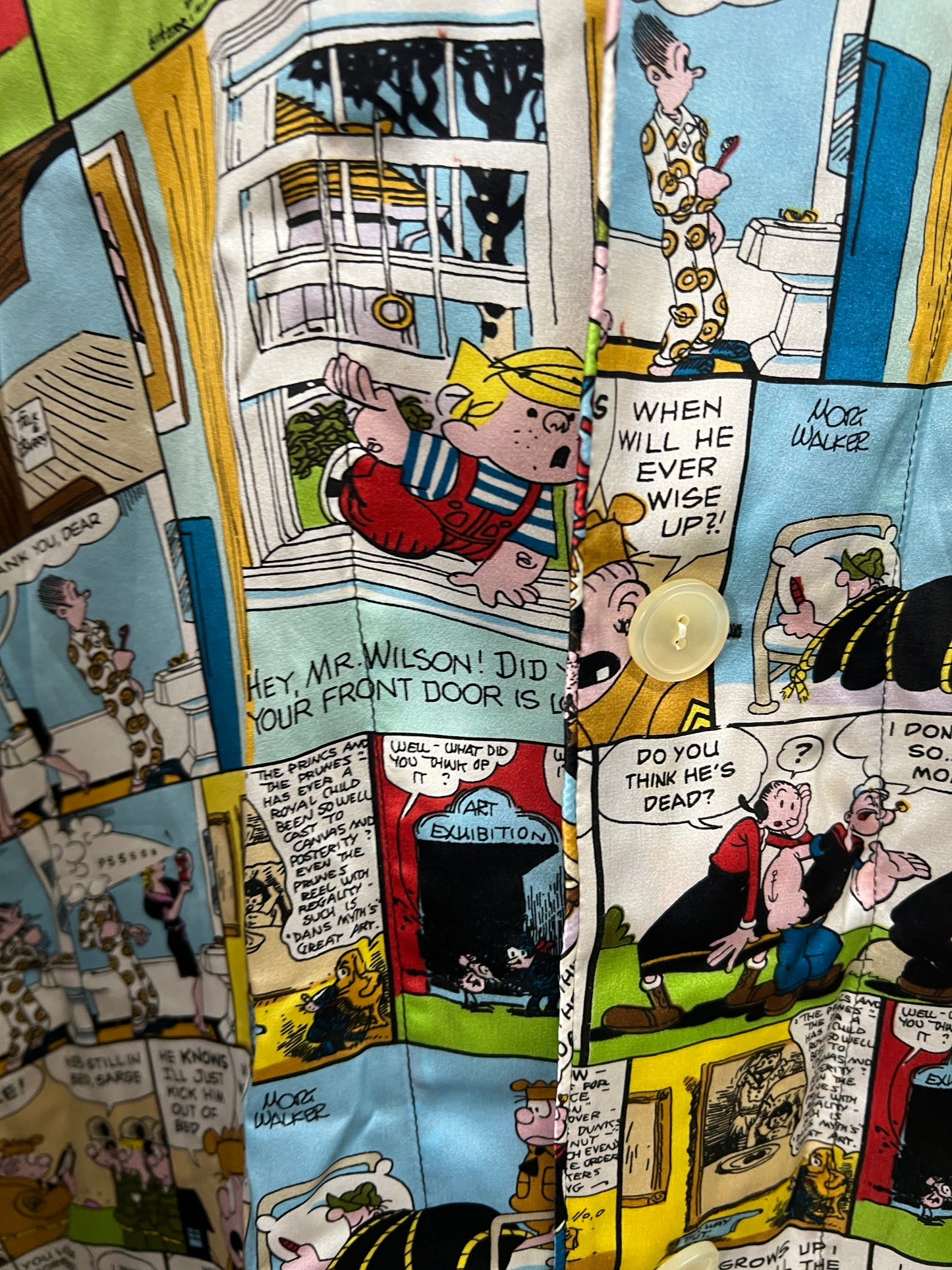 RARE SET Vintage Universal Studios Sunday Comic Silk Mens Pajamas L