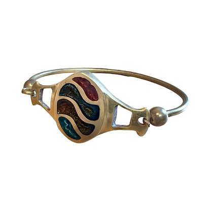 Vintage 1970’s Inlay Modernist Brass Cuff