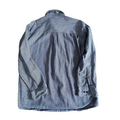 Vintage 90’s Denim Railroad Stripe Zip Front Work Shirt XL