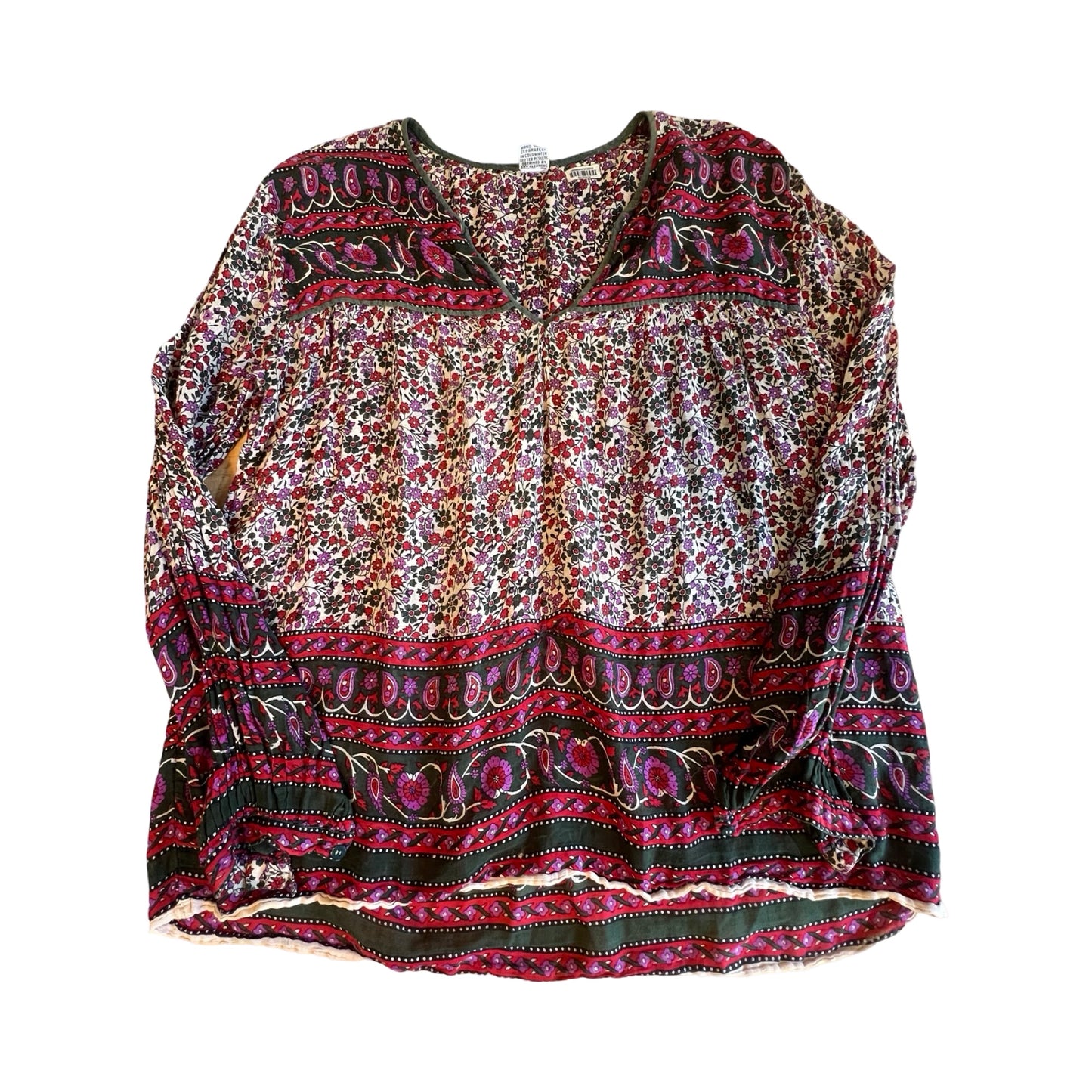 Vintage 70’s India Block Print Sheer Cotton Gauze Blouse