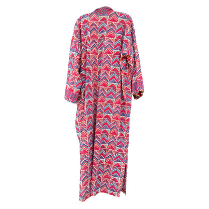 Vintage 1970’s Original Soma Jaipur Cotton India Block Print Maxi Kimono Robe