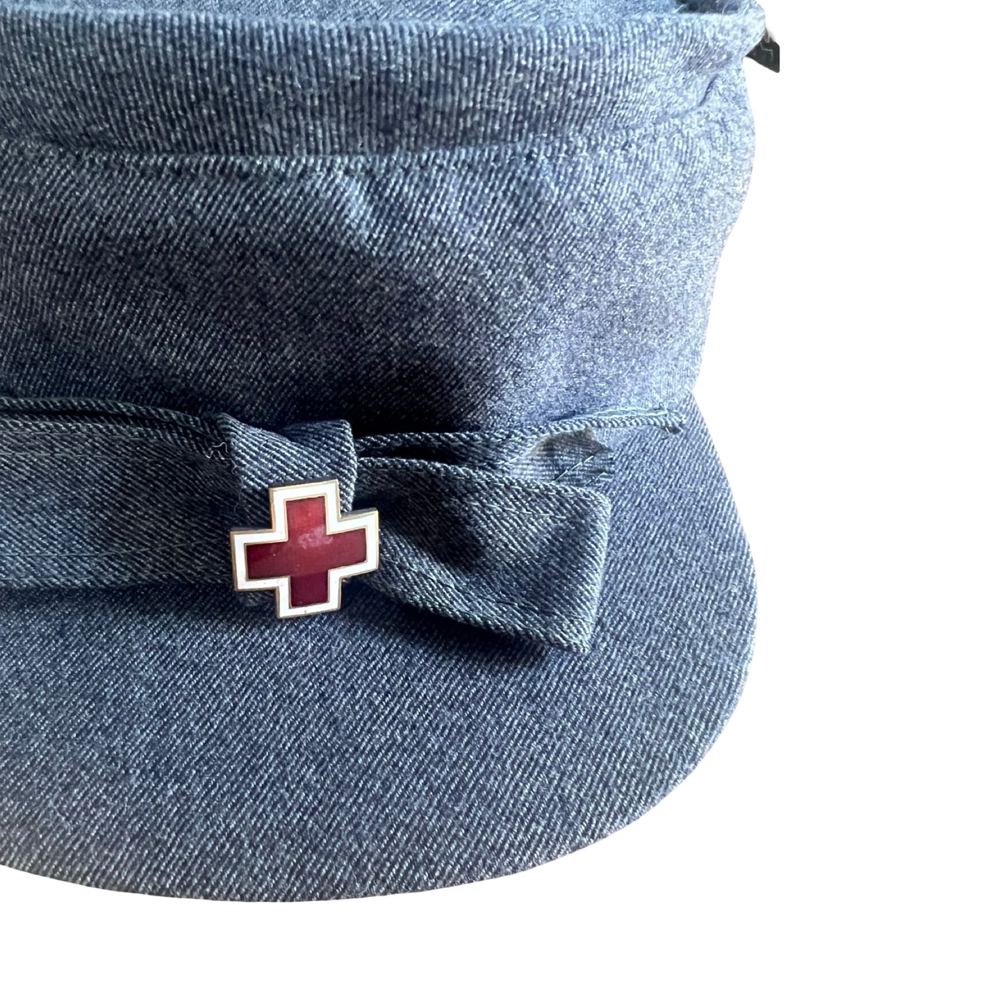 Rare Vintage WWII Amercian Red Cross Winter Wool Nurse Pillbox Hat