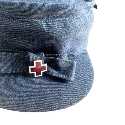 Rare Vintage WWII Amercian Red Cross Winter Wool Nurse Pillbox Hat