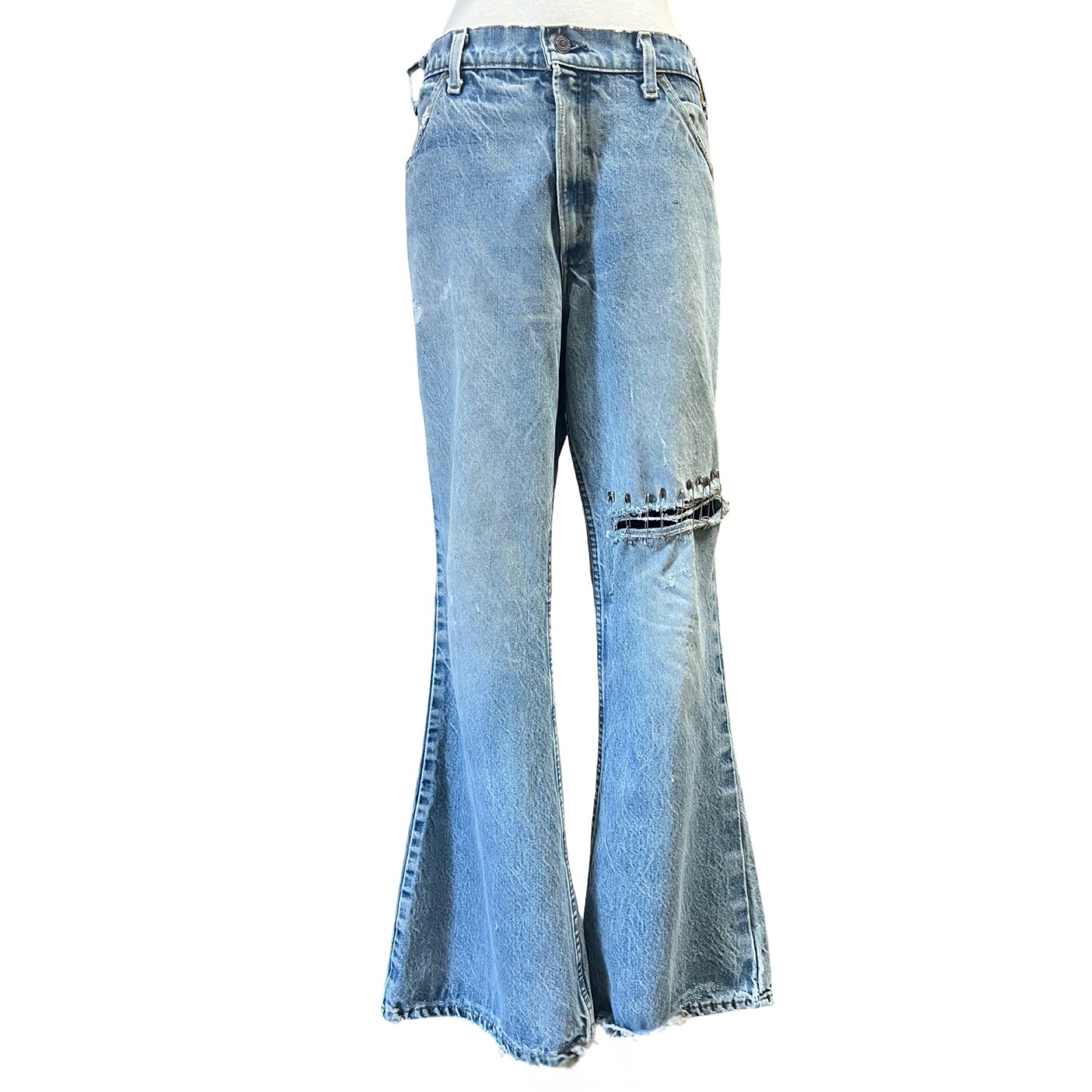 Vintage Distressed Levi’s Orange Tab 517 Flares Made in USA El Paso, TX 36 x 30