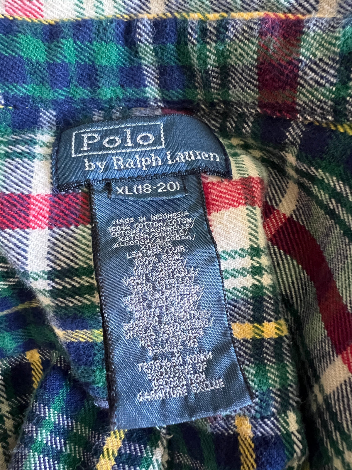 Polo Ralph Lauren Boys Plaid Flannel Suede Elbow Patches XL