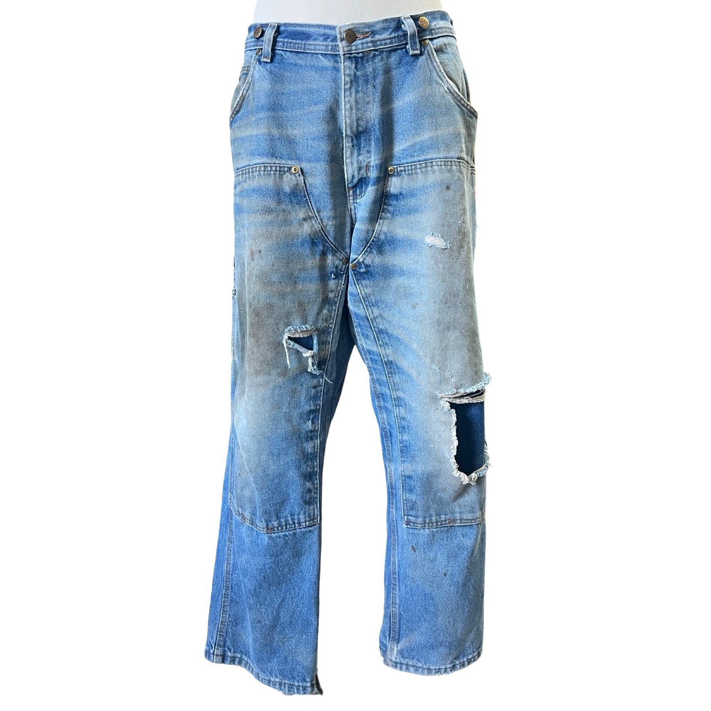 Vintage Distressed Key Double Knee Jeans 38x29