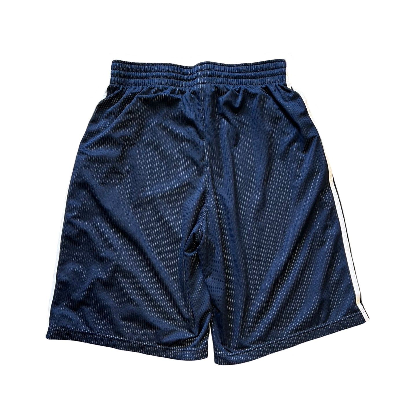 Early 2000’s Adidas Basketball Shorts Navy Stripe Front Logo Pockets Drawstring Mens L