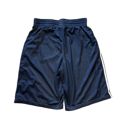 Early 2000’s Adidas Basketball Shorts Navy Stripe Front Logo Pockets Drawstring Mens L