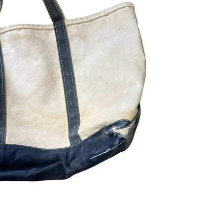 Rare Vintage 70’s/80’s Sawtooth Label Heavily Distressed LL Bean Faded Navy Boat & Tote Bag
