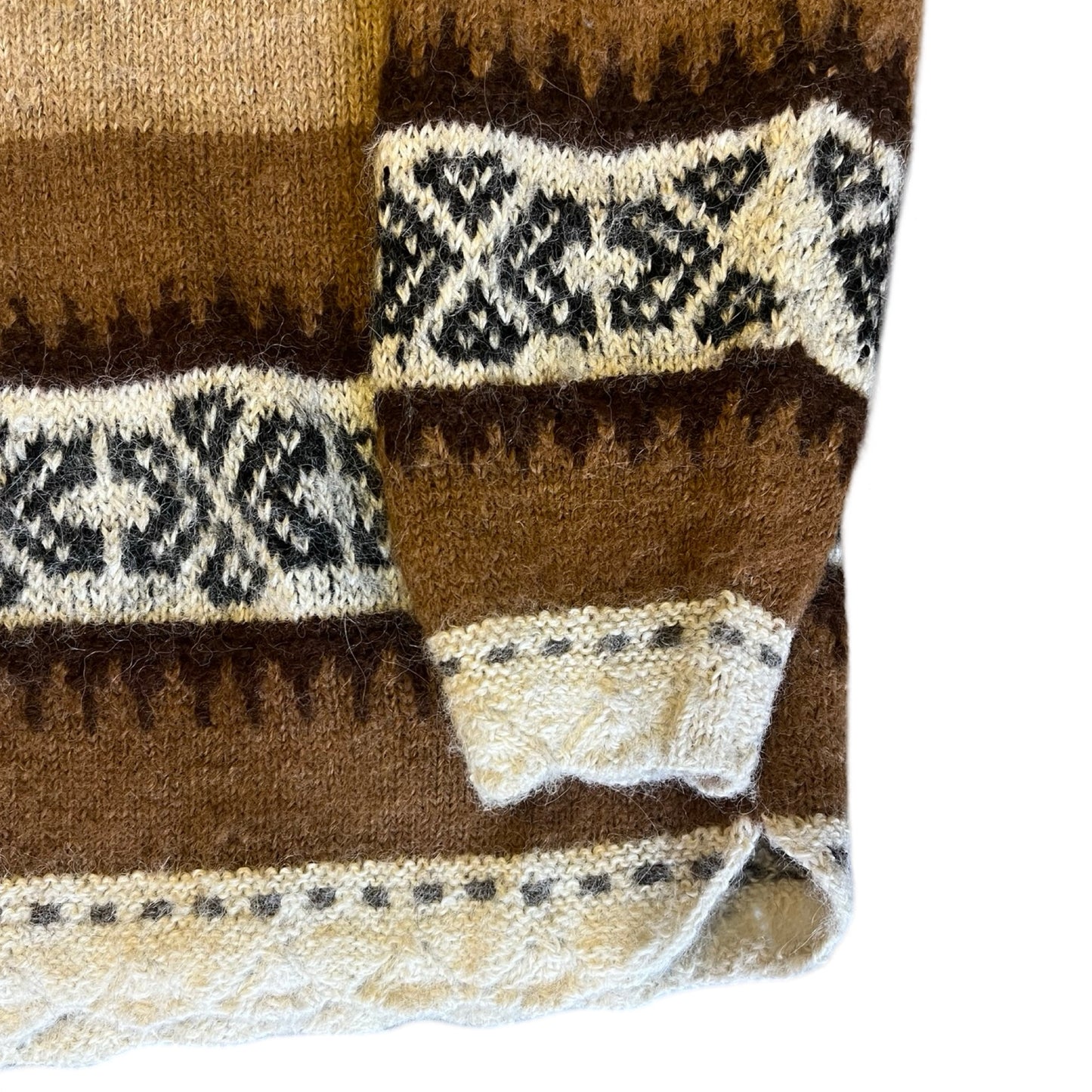 Vintage Soft Alpaca Cardigan Sweater Cowichan Style Scalloped Collar & Trim