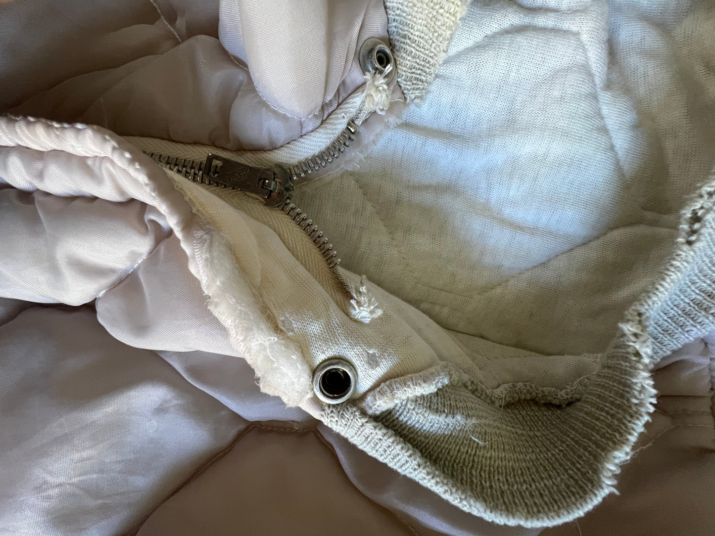 Vintage Cream Quilted Military Jacket Liner