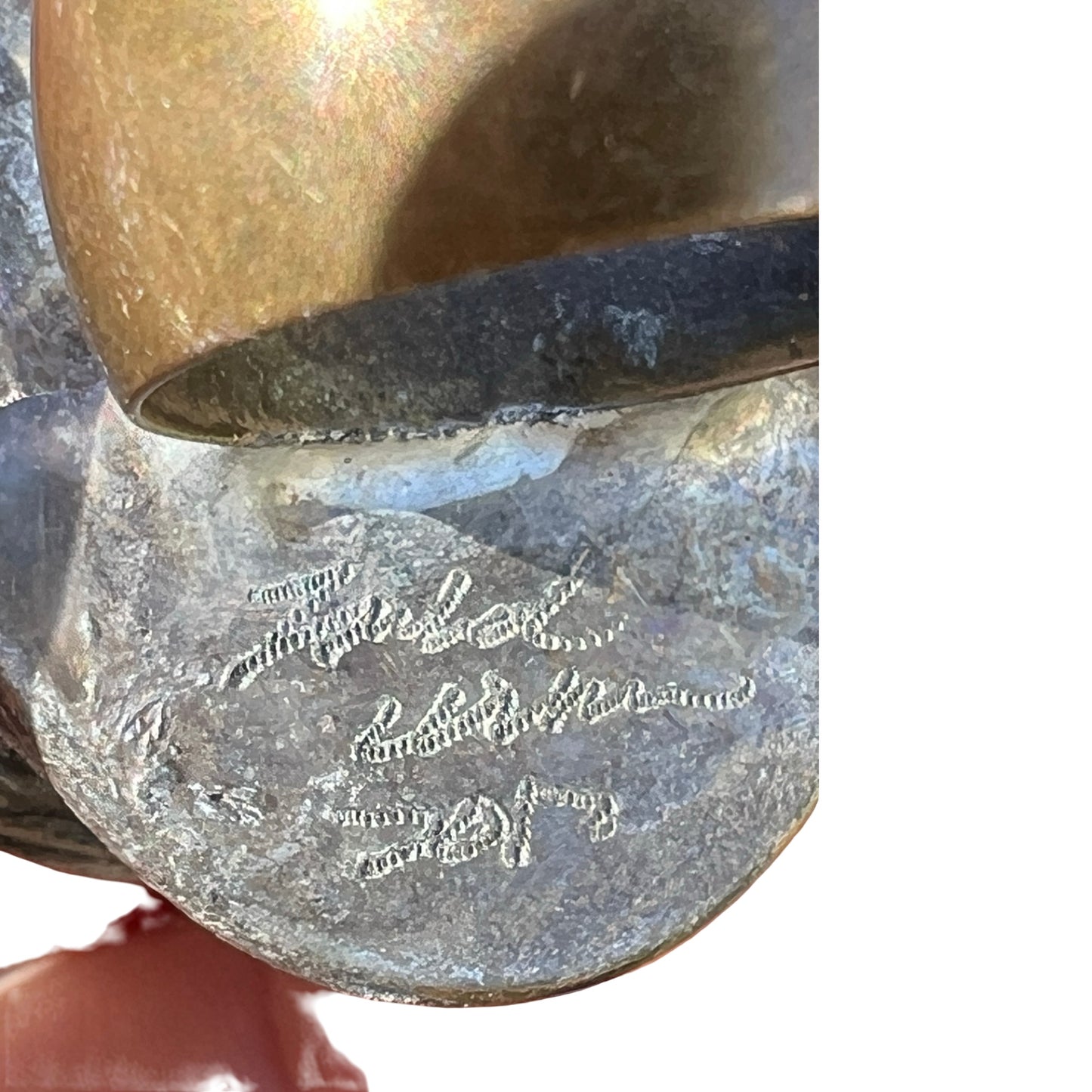 Signed Mikal Winn 2012 Crystal Stone Mixed Metal Brutalist Ring Size 7