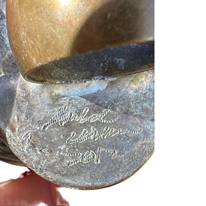 Signed Mikal Winn 2012 Crystal Stone Mixed Metal Brutalist Ring Size 7