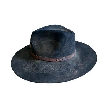 Vintage Bespoke Hat Crescent Moon Leather Band Weathered Worn Western