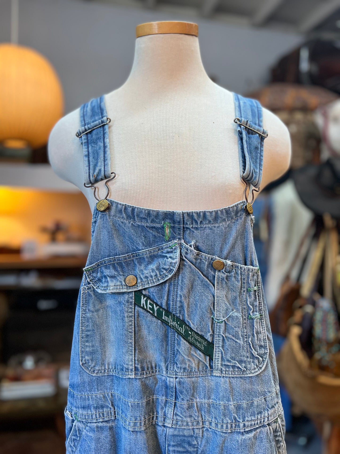 Vintage Distressed Key Imperial Denim Overalls
