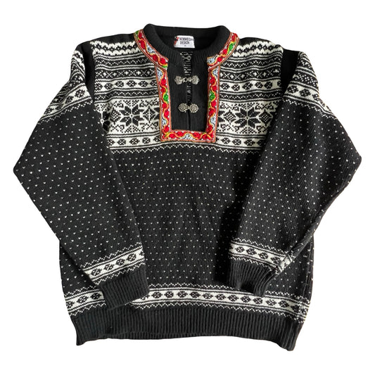 Vintage Norwegian Design Fair Isle Sweater XL