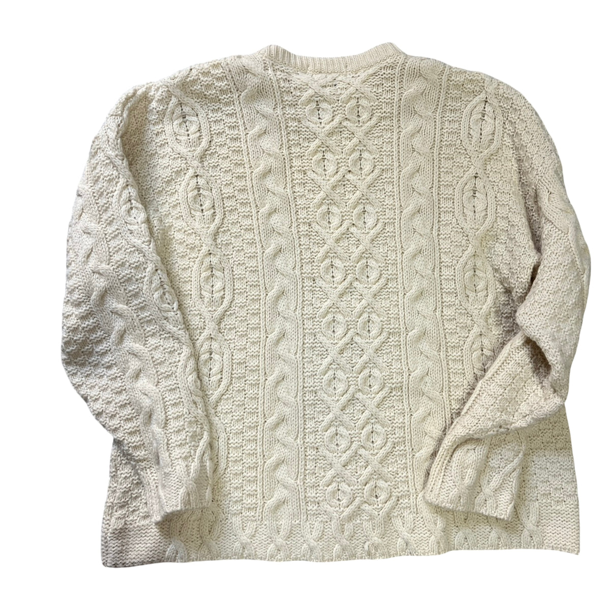 Vintage Oversized Fisherman Cable Knit Sweater 100% Wool XL