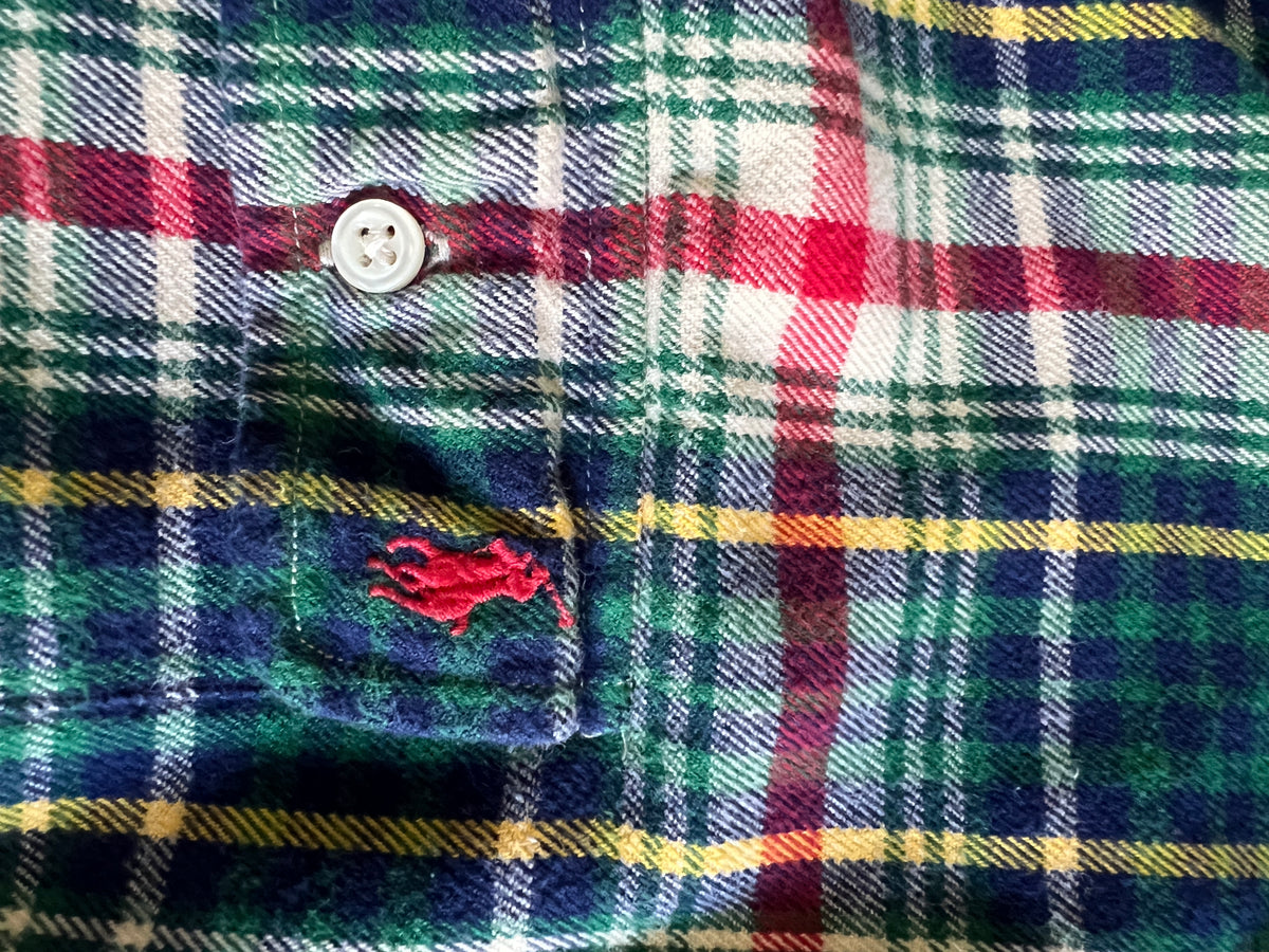 Polo Ralph Lauren Boys Plaid Flannel Suede Elbow Patches XL