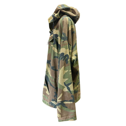Vintage Military Issued Woodland Camo Hooded Anorak 3XL