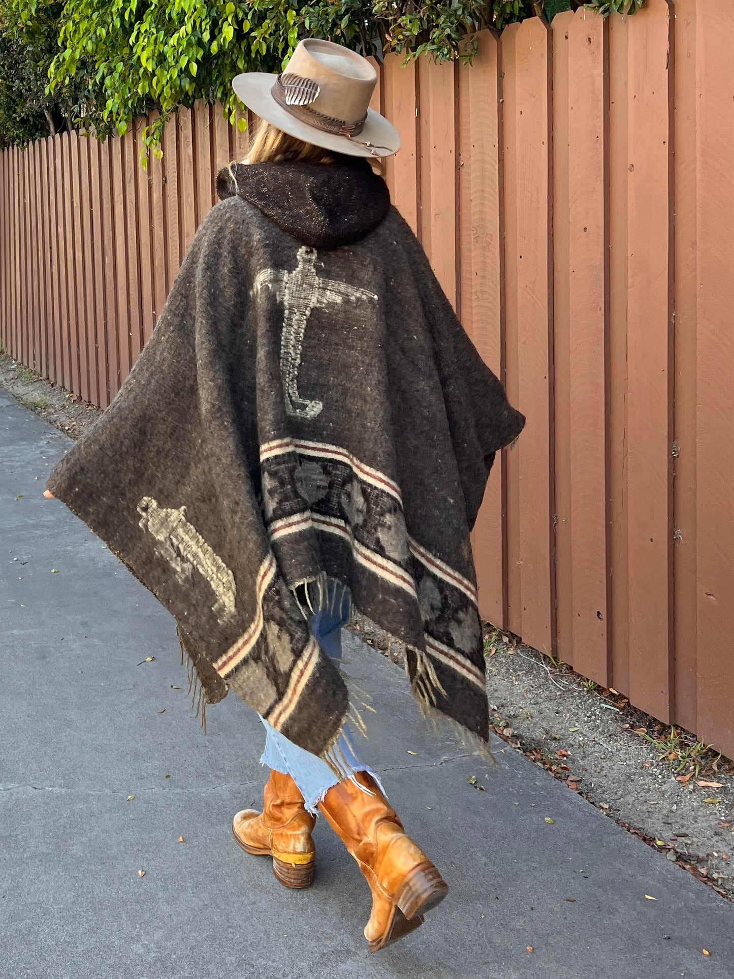 Rare Vintage 1960’s Guatemalan Quetzal Bird Handmade Wool Poncho O/S