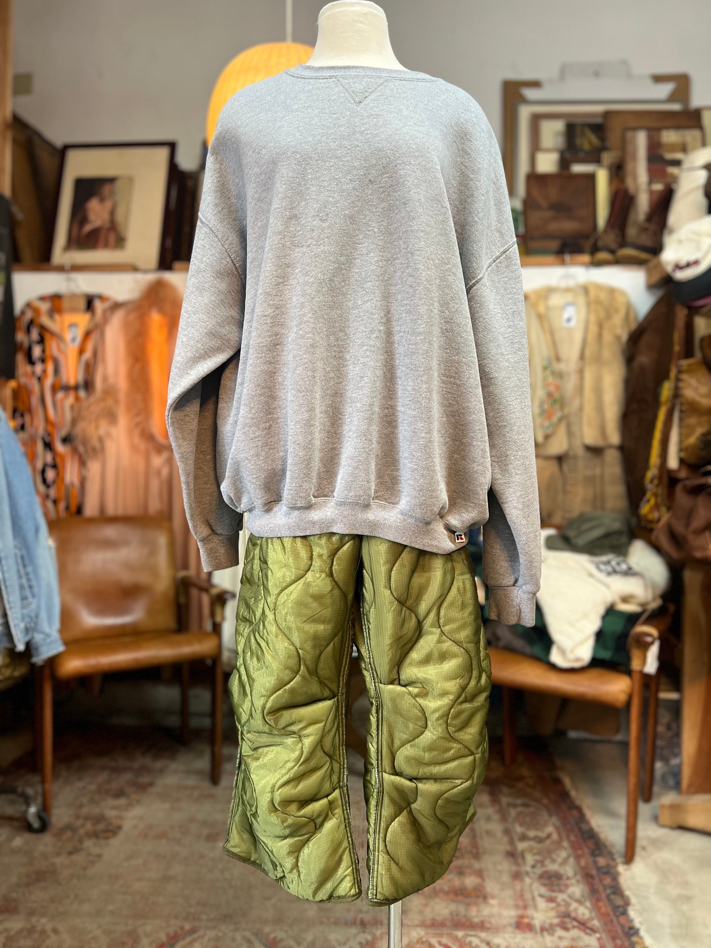 Vintage Military Army Quilted Liner Cropped Pants