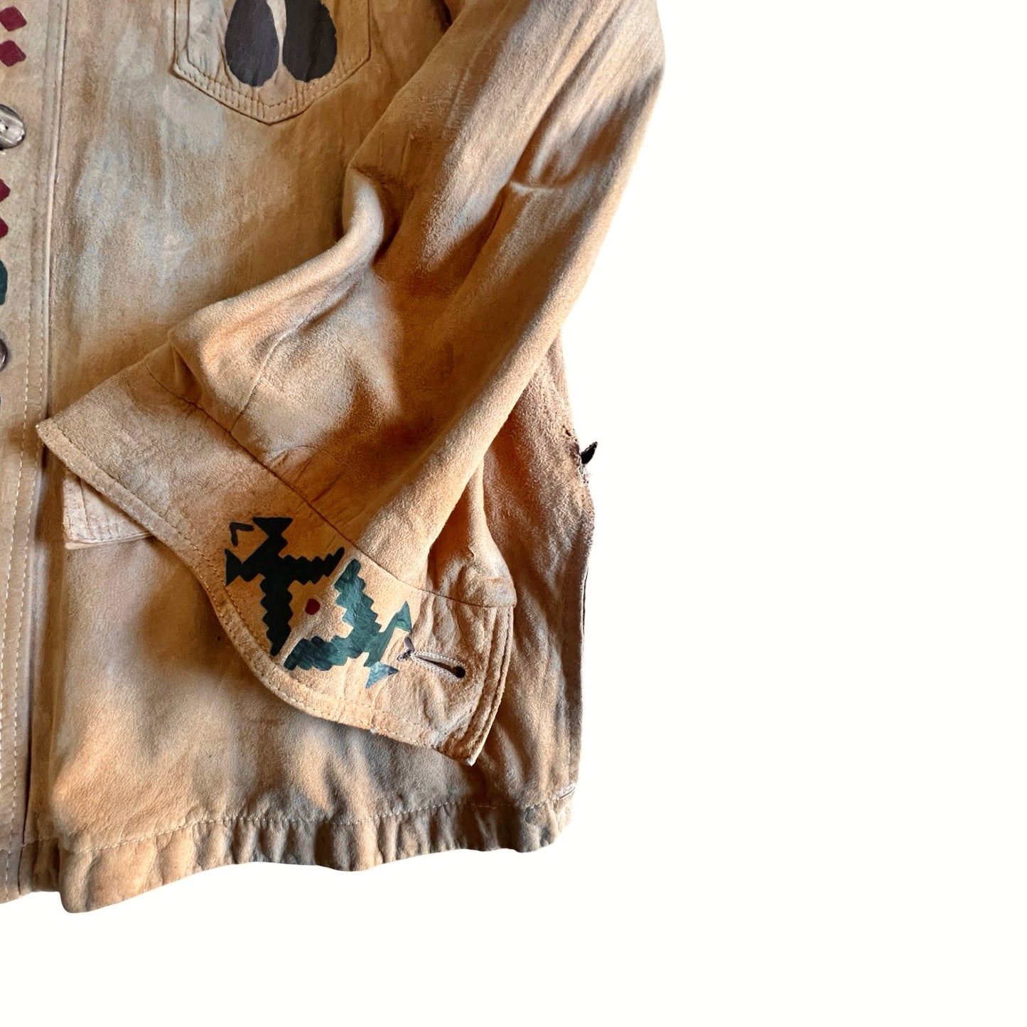 VERY RARE Original 1970’s One Of A Kind Hand Painted Native American Deerskin Jacket L