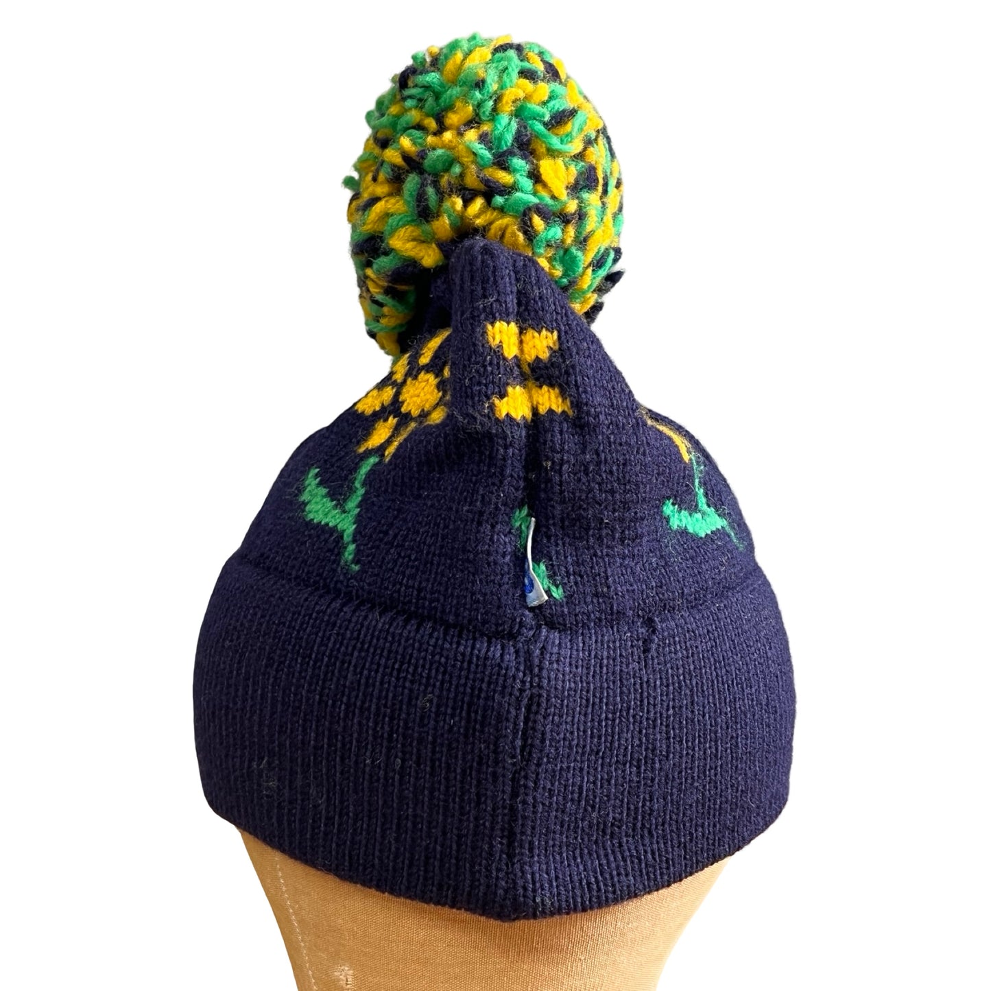 Vintage 80’s CB Daisy Pom Pom Wool Ski Hat O/S