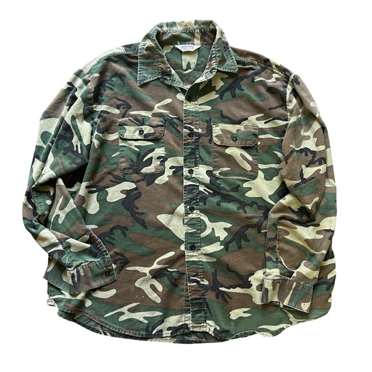 Vintage Worn To Perfection Five Brothers Camouflage Shirt XXL