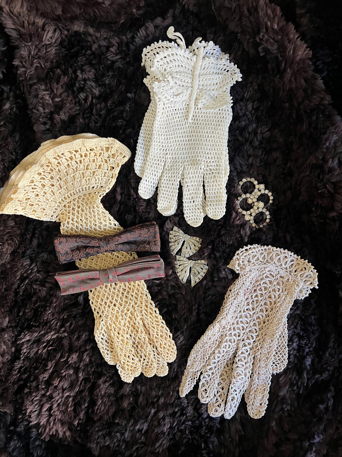Vintage Crochet Gloves Long