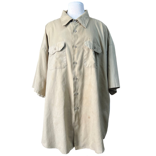 Vintage 1950’s Key Oversized Distressed Khaki Work Shirt 4XL
