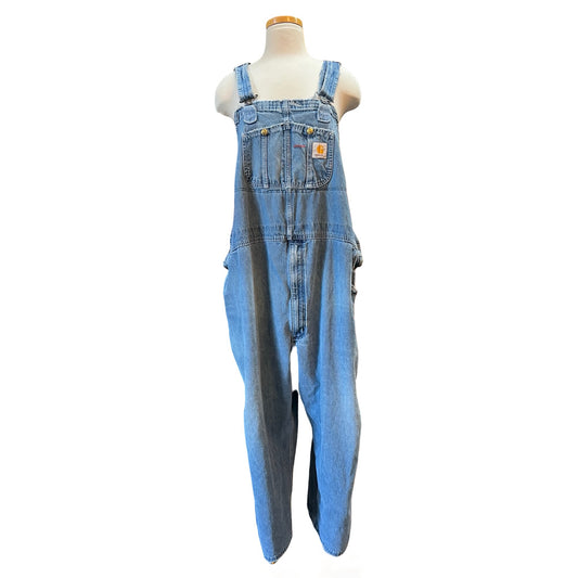 Vintage Oversized Carhartt Denim Overalls Patched Worn to Perfection XXL