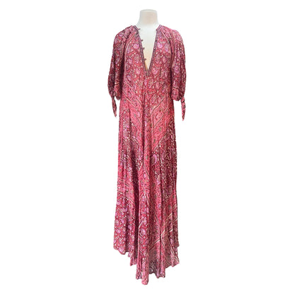 Rare Vintage Zodiac India Block Print Maxi Dress M