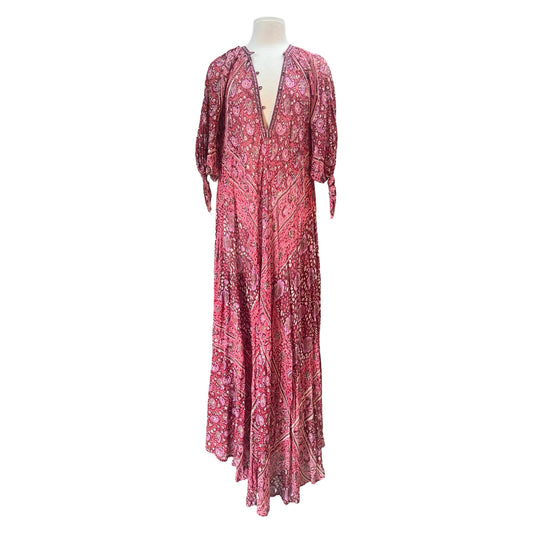 Rare Vintage Zodiac India Block Print Maxi Dress M