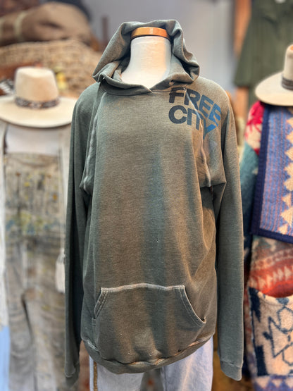 Free City Forest Green Distressed Raglan Hoodie 3