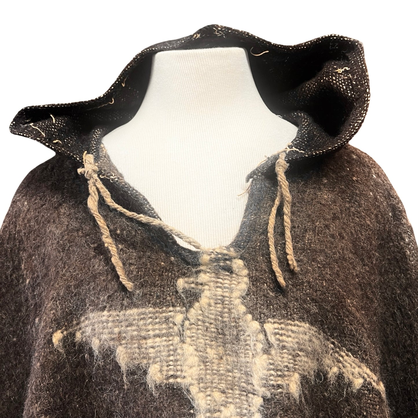 Rare Vintage 1960’s Guatemalan Quetzal Bird Handmade Wool Poncho O/S