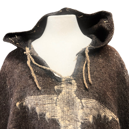 Rare Vintage 1960’s Guatemalan Quetzal Bird Handmade Wool Poncho O/S
