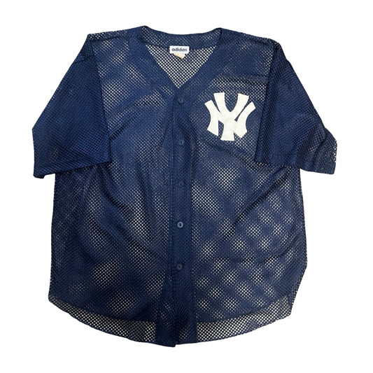 Super Rare Vintage 80’s Adidas Yankees Mesh Baseball Shirt XL