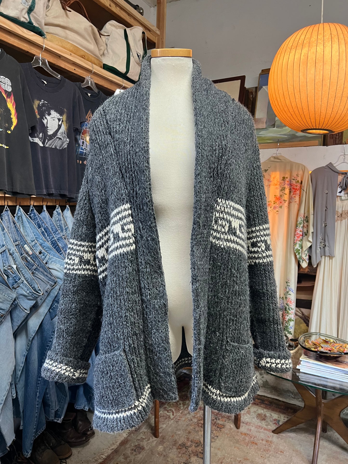 Vintage 1970’s Hand Knit Oversized Cowichan Cardigan XL