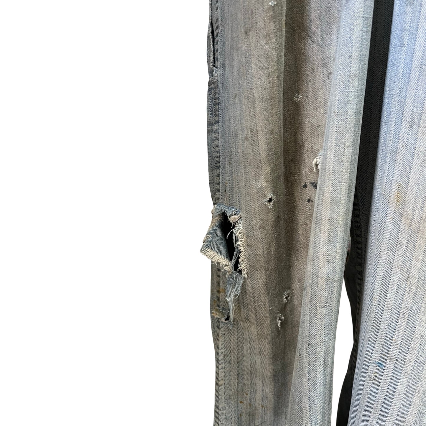 Vintage 1960’s Big Ben Herringbone Twill Heavily Distressed Cut Sleeve Sanforized Denim Jumpsuit 42