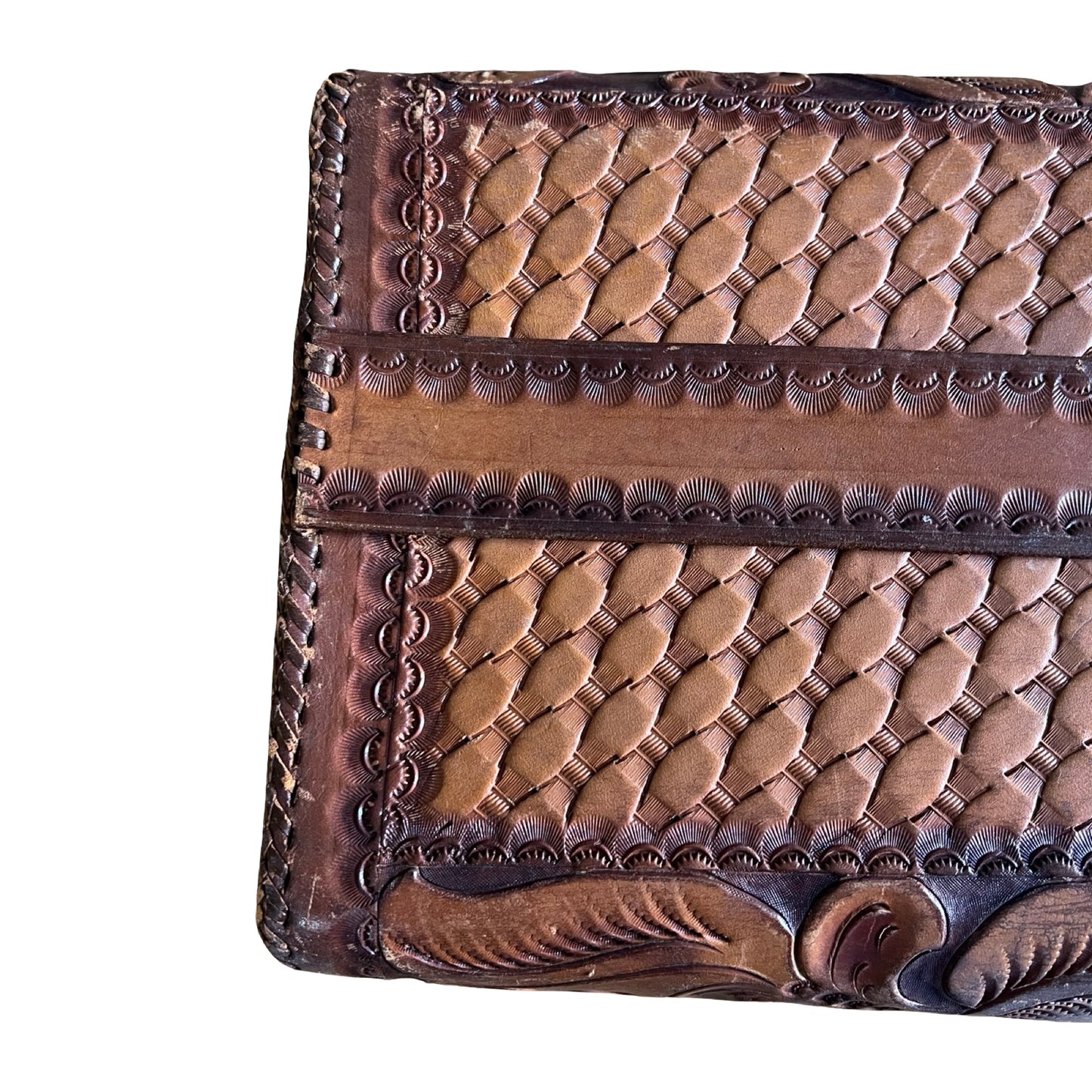 Vintage 70’s Hand Tooled Oversized Structured Clutch