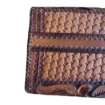 Vintage 70’s Hand Tooled Oversized Structured Clutch