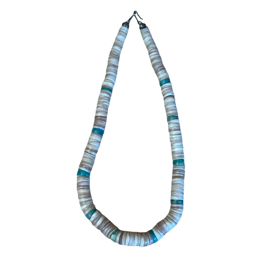 Vintage 70’s Turquoise and Heishi & Puka Shell Necklace