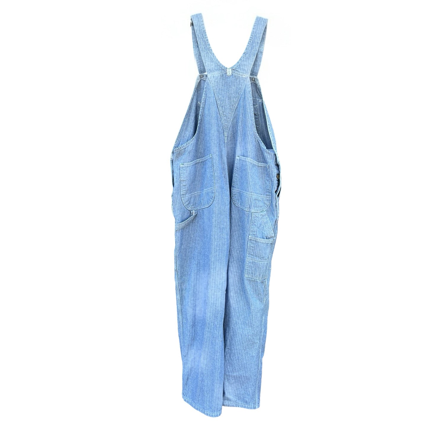 Vintage Key Imperial Herringbone Twill Denim Oversized Overalls 44