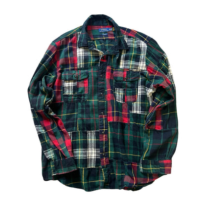 Polo Ralph Lauren Oversized Patchwork Plaid Flannel Classic Fit Shirt XXL