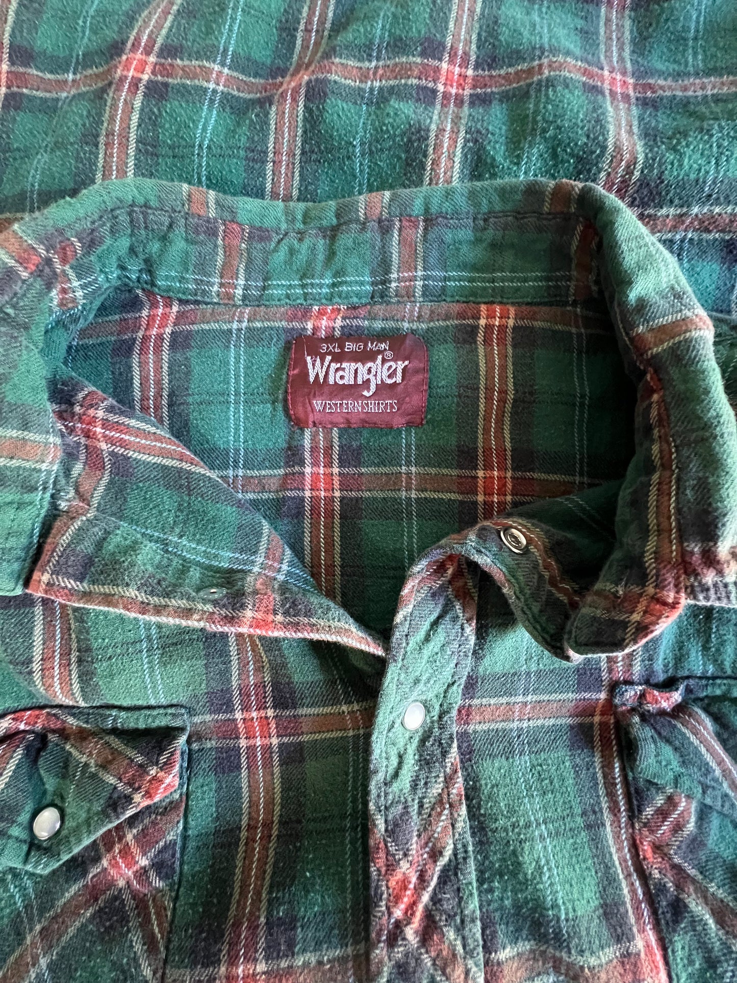 Vintage Oversized Wrangler Pearl Snap Flannel 3XL